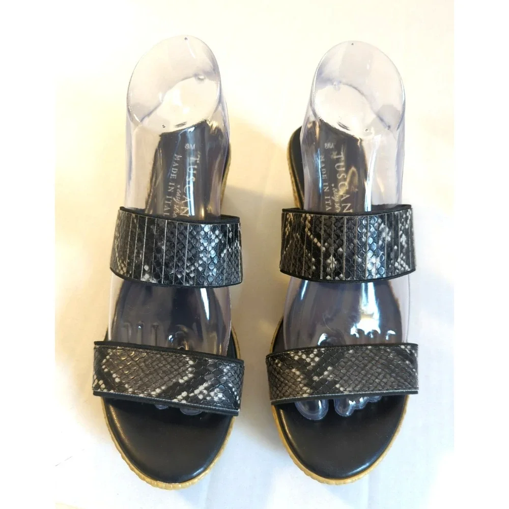 Tuscany by Easy Street Sandals Women 8M Snake Skin Print Espadrille Easy Chic